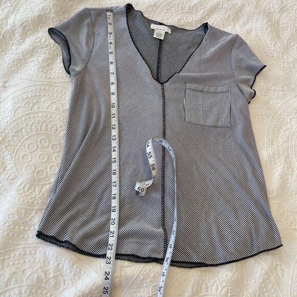 Urban Romantics size Small Slouchy Striped Flowy V Neck Lagenlook Casual Top - Picture 6 of 7